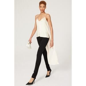 Obando Cream High Low Sleeveless V-Neck Satin Tank Top Size 2